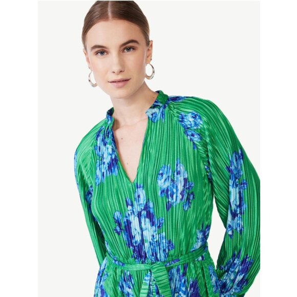 Scoop Women's Pleated Floral Midi Dress with Handkerchief Hem Women's Size XXL 2 - Picture 4 of 5